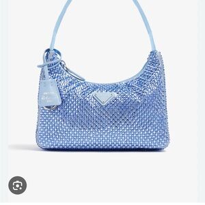 Prada Re-edition mini Blue Crystal-Embellished Women's Bag